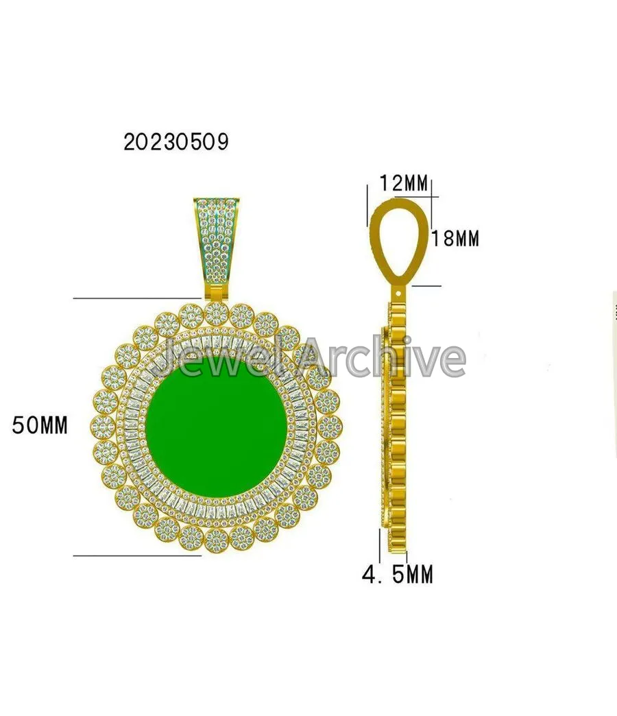 50mm 3inch mmemories pendant baguette pendant