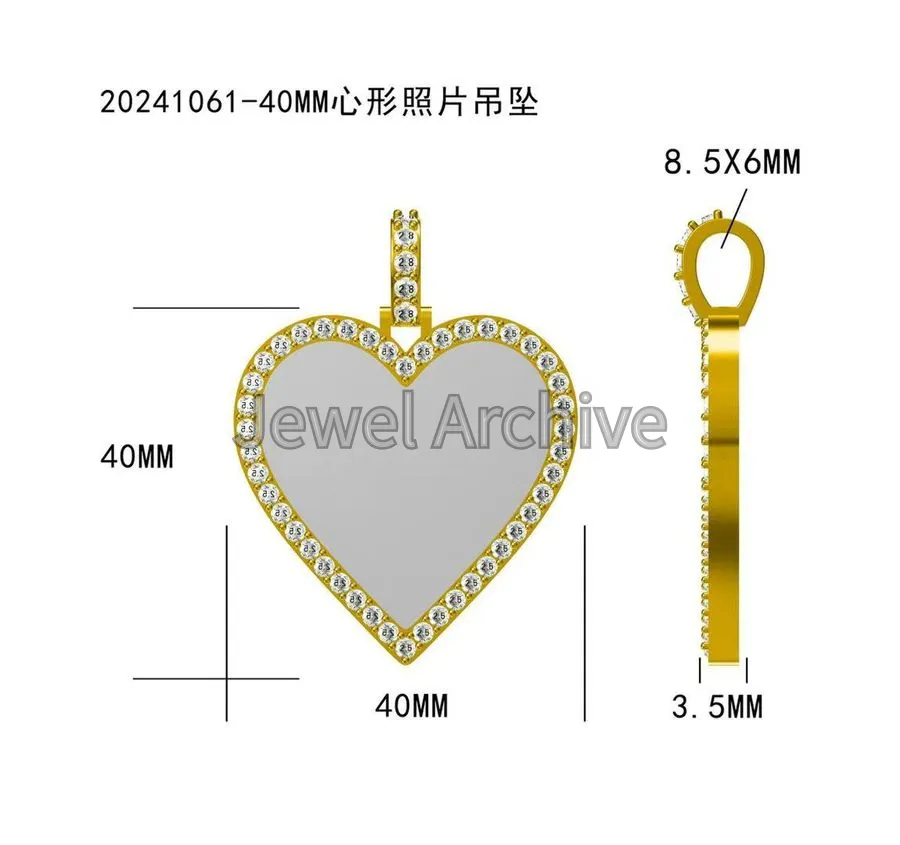 40mm memories pendant heart