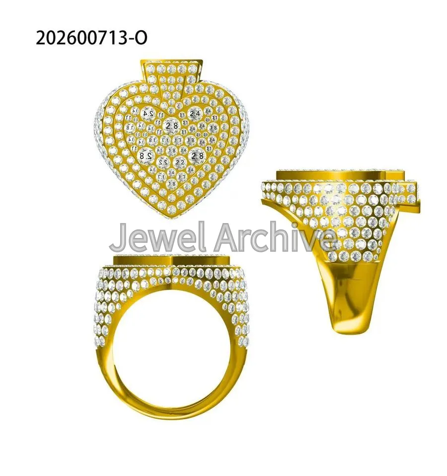 Heart ring-mosaic setting